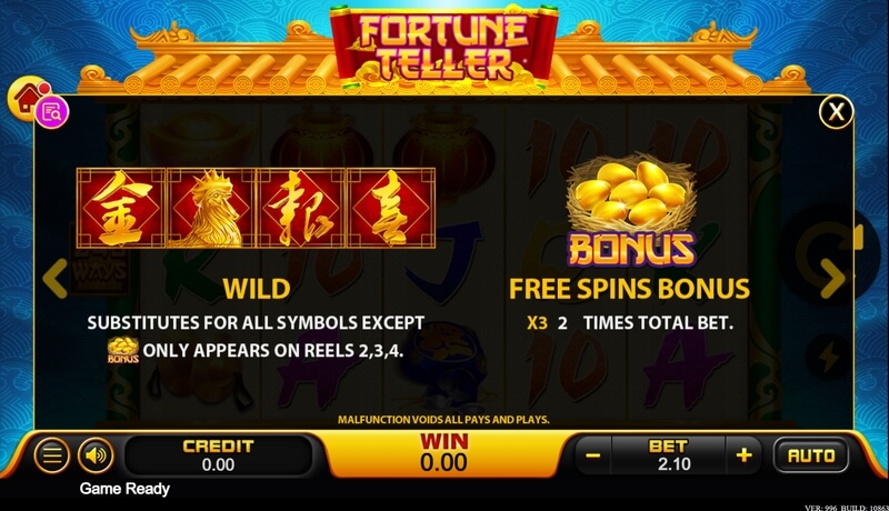 Fortune Teller Slot Paytable